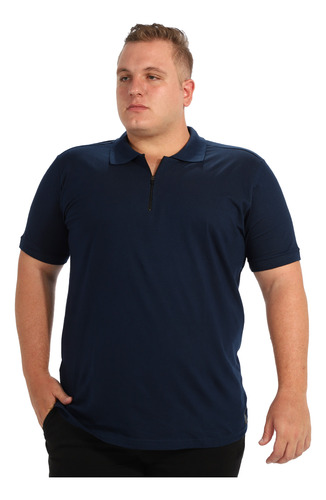 Camisa Polo Plus Size Masculina Algodão Zíper Punho Premium