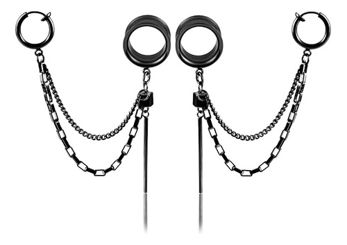 Atomhole 2pcs Cool Ear Gauges Chain Stud Ear Clip Para Mujer