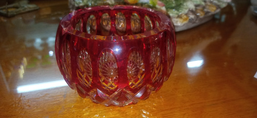Antiguo Cenicero Cristal Tallado Rubi Impecable N199