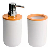 Set Baño Vaso Dispenser Jabon Liquido Porta Cepillo Bambu