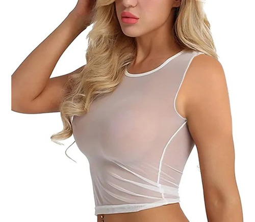 Blusa Top Corto De Malla Transparente