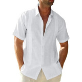 Camisa Guayabera De Manga Corta Para Hombre, Casual, Playa C