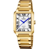 Reloj Festina F20680.1 Para Mujer Fechador Acero Inoxidable Malla Dorado Bisel Dorado Fondo Blanco