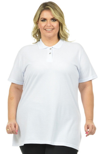 Camisa Polo Piquet Feminina Plus Size Fenomenal