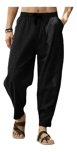 Pantalones Casuales De Lino De Algodón Para Hombres Playa