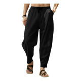 Pantalones Casuales De Lino De Algodón Para Hombres Playa