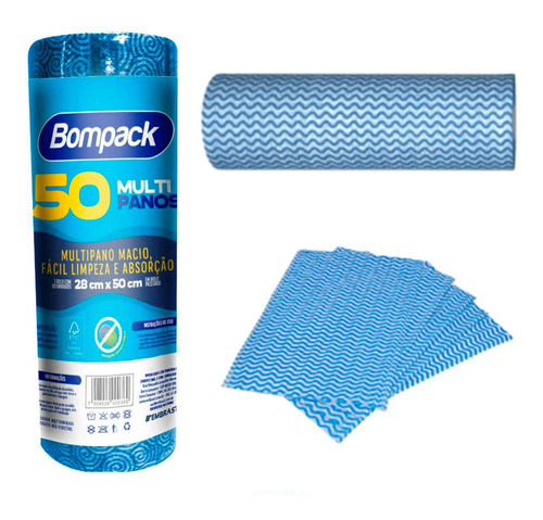 Bobina De Pano Multiuso Fácil Limpeza E Absorção 50 Panos