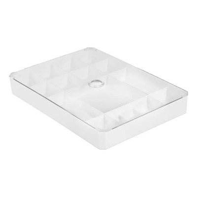 Miniso Organizador Delgado Multidivisión Con Tapa Transparen Blanco