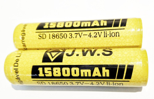 Kit 2 Baterias 18650 15800mah 4.2v Com Chip Série Gold Jws