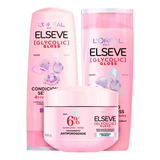 Kit Elseve Glycolic Gloss Shampoo + Condicio 400ml + Máscara