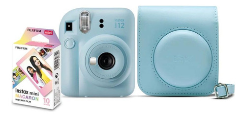 Kit Camera Instax Mini 12 Com 10 Filmes E Bolsa Azul Candy