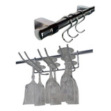 Set Barral Organizador Metal Cromado 80 Cm + Porta Copas 