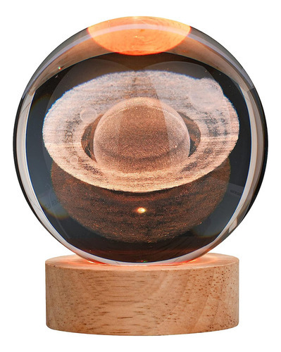 Lámpara De Saturno Con Forma De Bola De Cristal 3d Grande, L