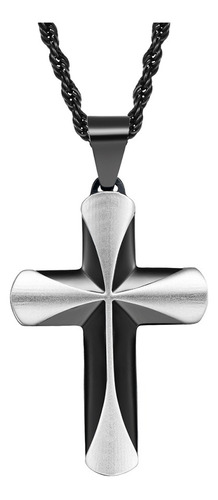 Collar Crucifijo Acero Titanio Cruz Religioso Hombre C600