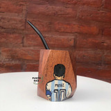 Mate Madera Pintado Messi - Algarrobo