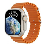 Smartwatch Gn W68+ Ultra W68+ Ultra Series 8 2.2  Caixa  Branca, Pulseira  Laranja E O Arco  Prateado
