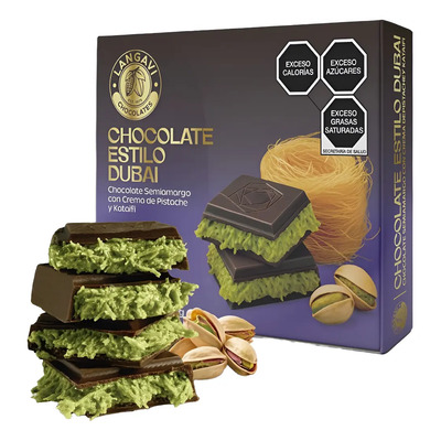 Chocolate Dubái Semi Amargo Relleno Pistache Y Kataifi 100 G | MercadoLibre