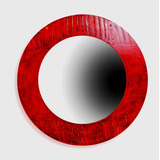 Espejo Circular Textura Rojo - Marco Artesanal