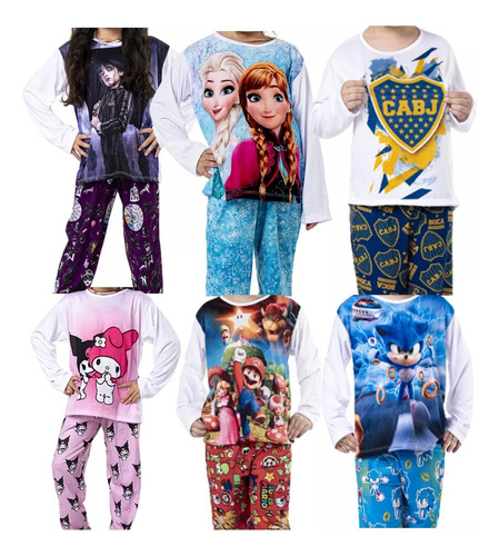 Pijamas Niños Y Niña Invierno Remera Pantalon Largo  Animado