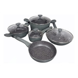 Juego De Ollas 9 Pcs En Marmol Antiadherente Wok Incluido 