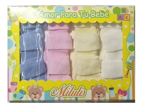 Pack X 12 Medias Tubito Bebe Recien Nacido Colores Surtidos