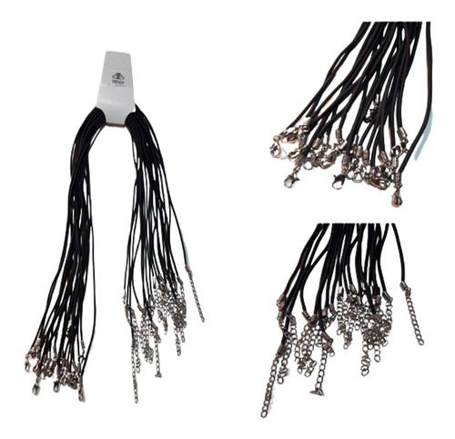 50 Cordones Cadena De Caucho 45cm + 5 Dijes Acero De Regalo