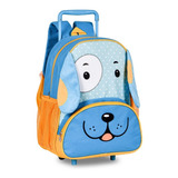 Mochila Carrinho Escolar Infantil Pets Cachorrinho Cor Azul