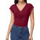 Blusa De Mujer V Cuello  Manga Corta Patrón Salir Ropa