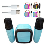 Karaokê  Caixinha De Som C/ 2 Microfones Bluetooth Infantil 