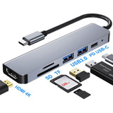 Adaptador Multipuerto 4k Hdmi Usb C Hub Lector De Tarjetas D