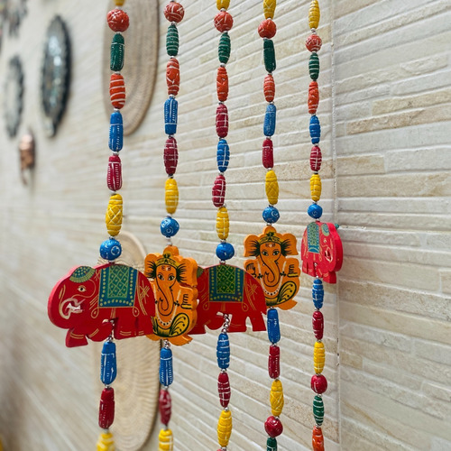 Tiras Movil Deco Ganesha Y Elefante En Madera Color 1,8m