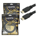 Kit 2 Cabo Hdmi 2 Metros 2.0 Flat 4k Hdr 19 Pinos Gold -pix