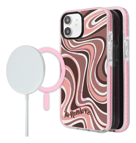 Funda Para iPhone Magsafe Para Mujer Tu Nombre Curvas Beige