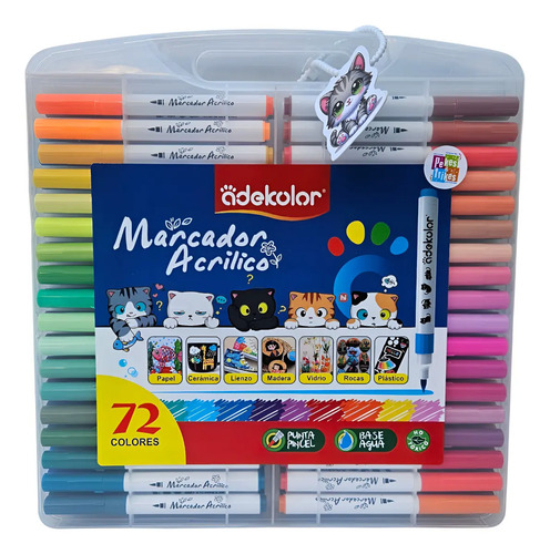 72 Marcadores Acrilicos En Portafolio Adeko 72 Colores