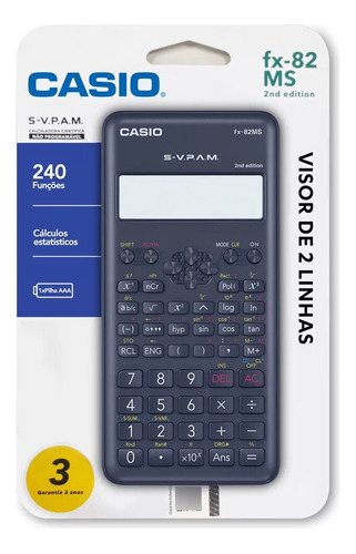 Calculadora Cientifica Casio Fx-82ms 240 Funções Preto