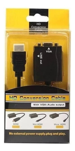 Convertidor Adaptador Hdmi A Vga Salida Audio 720 1080i 1080