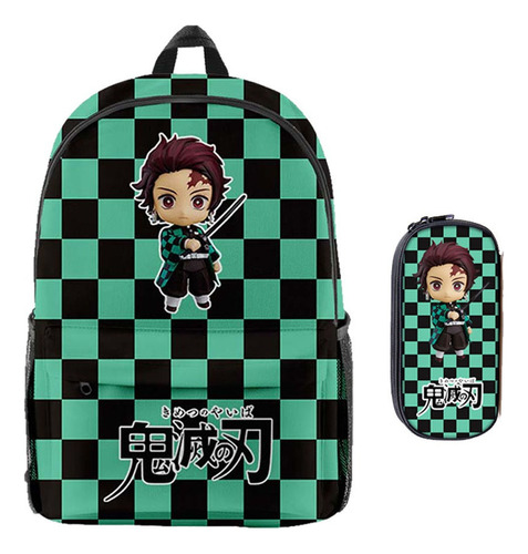 2 Unids/setdemon Slayer Mochila Con Bolsa Para Bolígrafos