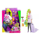 Muñeca Barbie Extra Pelo Verde Con Accesorios - Premium