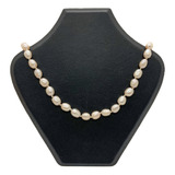 Collar De Perlas Cultivadas Gancho Baño Oro 48 Cm 