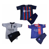 Kit 3 Conjuntos Infantil Diversos Uniformes Times Futebol