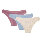 Kit 3 Calcinhas Adulto Delrio Tanga Biquíni Cotton Lingerie 