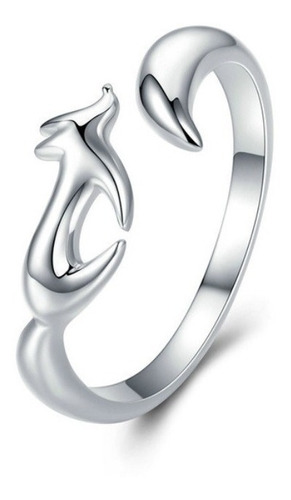 Anillo Ajustable Para Mujer Zorro Fox En Plata 925