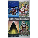 Kit X4 Placas Navidad Posters Decorativos