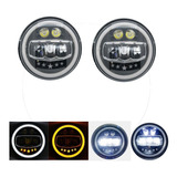 Par Faro Led 7 Pulgadas Hi-lo Halo Redondo 5 Estrellas Jeep 