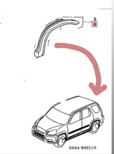 Buche Guardafango Trasero Izquierdo Honda Cr-v 2005 - 2006 Foto 3