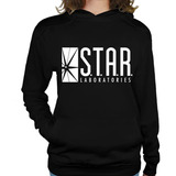 Sudadera Negra Gorro Mujer Star Lab Flash Laboratories