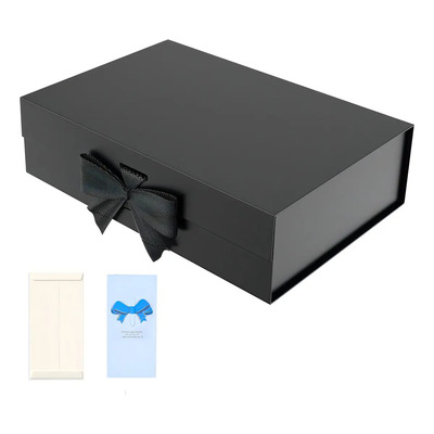 Caja De Rígida Plegable 26x23x9.5cm C/cierre Magnét. Color Negro Liso