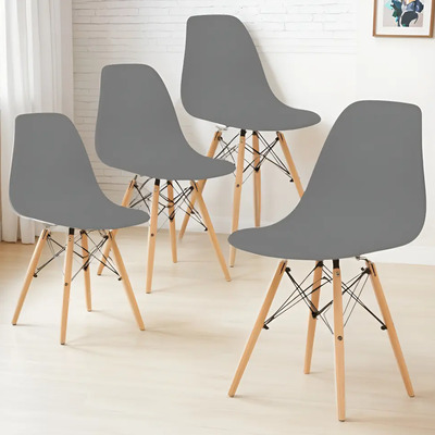 Set X 4 Sillas Comedor Tipo Eames Minimalistas Reforzadas Estructura De La Silla Negro Asiento Gris Oscuro | MercadoLibre