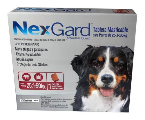 Nexgard Perros Antipulgas Masticable 25 A 50 Kg