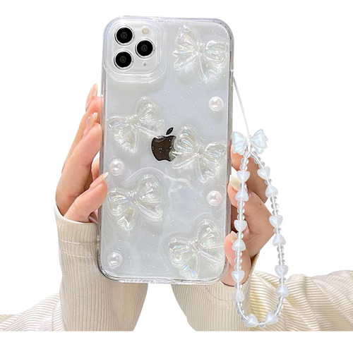 Funda Celular Mariposa Mujer Brillosa Colgante Para iPhone